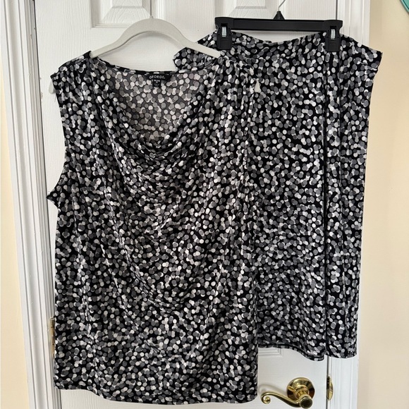 George Tops - George skirt and  Blouse set in Classic Black white and gray dots size 20